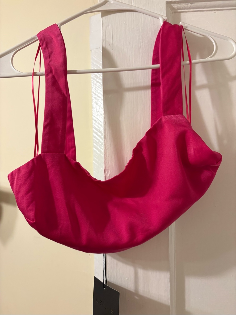 Stylish Hot Pink Women's Satin Crop Top and Pant Set